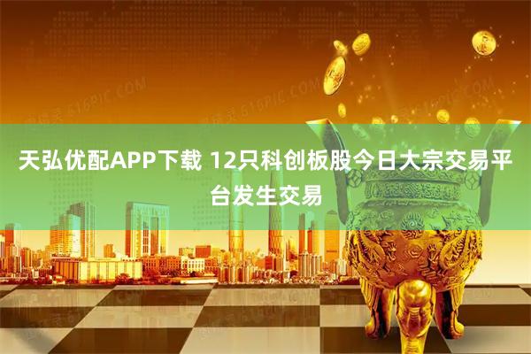 天弘优配APP下载 12只科创板股今日大宗交易平台发生交易