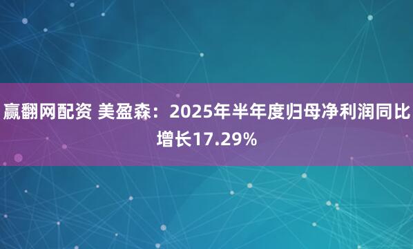 赢翻网配资 美盈森：2025年半年度归母净利润同比增长17.29%