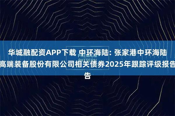 华城融配资APP下载 中环海陆: 张家港中环海陆高端装备股份有限公司相关债券2025年跟踪评级报告