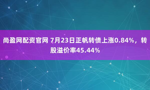 尚盈网配资官网 7月23日正帆转债上涨0.84%，转股溢价率45.44%