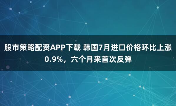 股市策略配资APP下载 韩国7月进口价格环比上涨0.9%，六个月来首次反弹